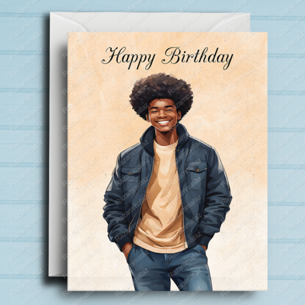 Black Boy Birthday Card C